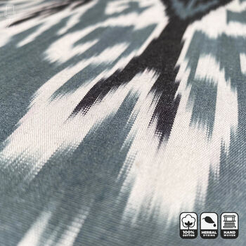 Grey Blue Traditional Ikat Cotton Cushion Cover, 6 of 7