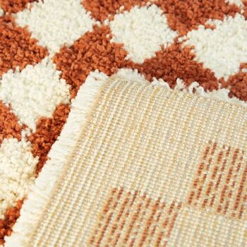 Chequered Burnt Orange/Cream Rug, 5 of 5