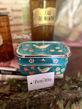 Stainless Steel Bento Lunchbox Hand Painted 'Jade Garden', 5 of 6