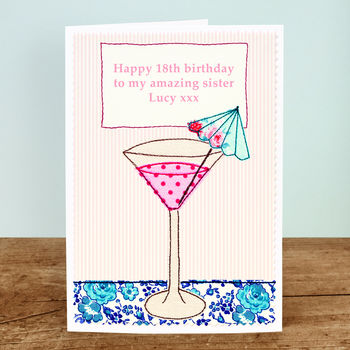 'Cocktail' Personalised Girls Birthday Card, 4 of 4