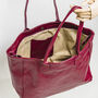 Burgundy Lined Soft Leather Tote, thumbnail 2 of 10