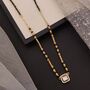 Square Solitaire Charm Black Beaded 18ct Gold Plated Mangalsutra Necklace, thumbnail 2 of 4