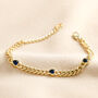 Blue Heart Crystal Chain Bracelet In Gold, thumbnail 1 of 7