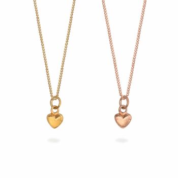Tiny Heart Charm Necklace Gold Or Rose Gold Vermeil, 2 of 7