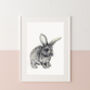 Bunny Rabbit Picture, Watercolour Artwork Print, thumbnail 2 of 7