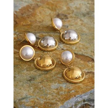 Monaco D’or Gold Eight Pearl V Blossom Drop Gift Earrings, 4 of 5