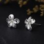 Sterling Silver February Violet Birth Flower Stud Earrings, thumbnail 1 of 10
