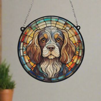 Cavalier King Charles Spaniel Stained Glass Effect Suncatcher, 6 of 6