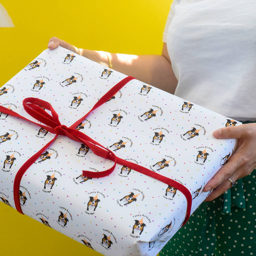 Personalised Birthday Dog Wrapping Paper Two Sheets By Hoobynoo