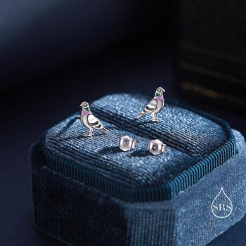 Tiny Pigeon Bird Stud Earrings, 3 of 11