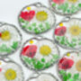 Gold Pendant Necklace With Real Daisies And Poppies, thumbnail 3 of 10