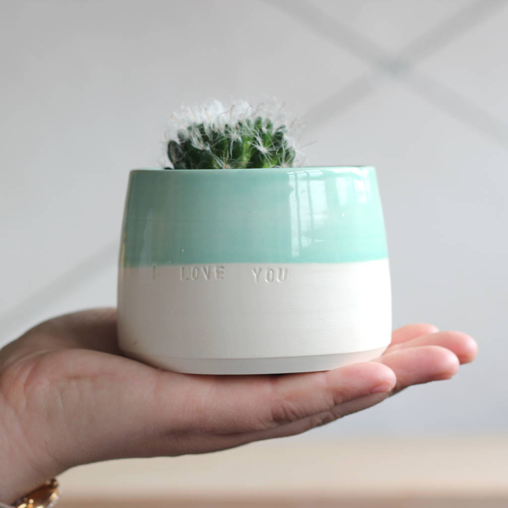 Personalised 'I Love You' Ceramic Indoor Plant Pot, 1 of 5