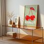 Cherry Print, Cherry Poster, Home Decor, Retro Art Posters, thumbnail 4 of 6
