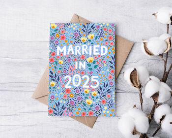 Floral Wedding Card, Married In 2025 Blue, 2 of 2