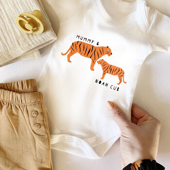 Tiger And Cub Personalised Babygrow, 2 of 6