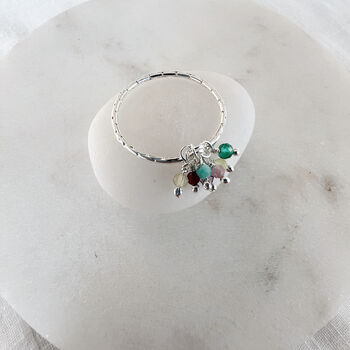 Gemstone Cluster Detail Sterling Silver Ring, 4 of 8