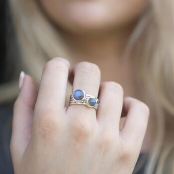 Storm Sterling Silver Stacking Rings With Labradorite, 5 of 7