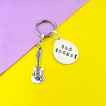 Personalised Dad Rocks Guitar Keyring, 5 of 8