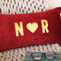Personalised Initials Heart Velvet Cushion Couples Gift, thumbnail 4 of 5
