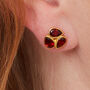 Garnet Triple Teardrop Gold Plated Silver Stud Earrings, thumbnail 3 of 12