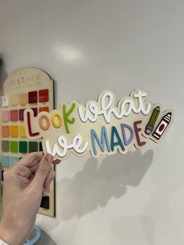 Wooden Playroom Sign – Children’s Art Activity Decor, 'Look What We Made' Montessori Accessory, 2 of 2