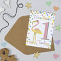 Flamingo 1st Birthday Card, thumbnail 1 of 2