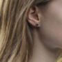 Silver And Gold Vermeil Heart Stud Earrings, thumbnail 2 of 3