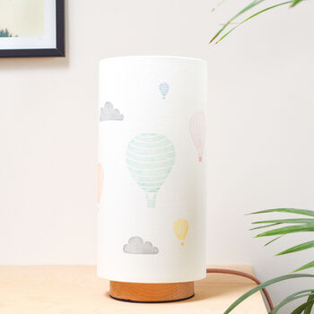 Hot Air Balloon Nursery Table Lamp With Wooden Base, 3 of 12