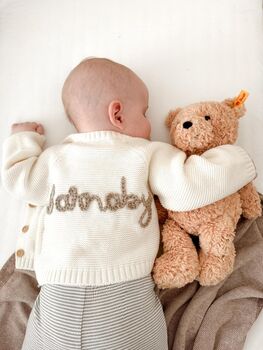 Personalised Cream Name Cardigan,Baby Gift, 3 of 12