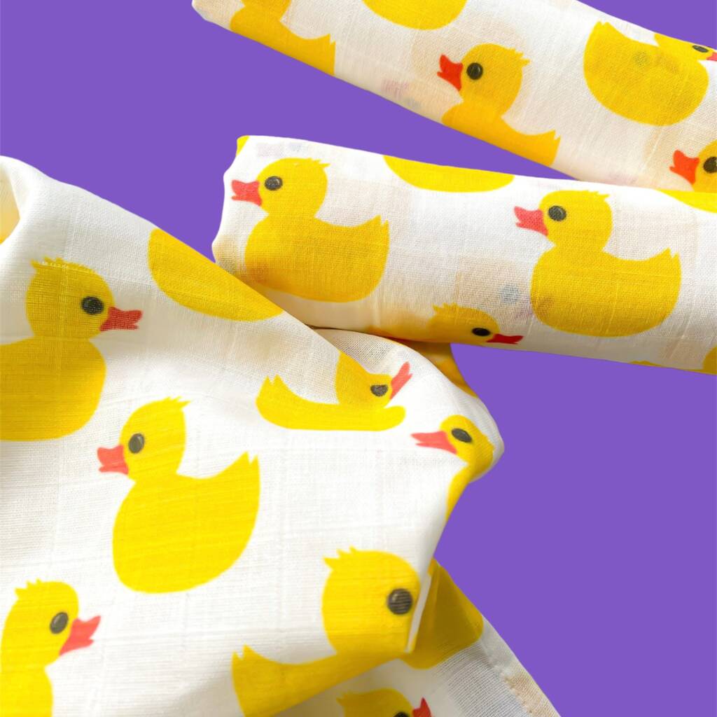 Muslin Square Baby Burp Cloth Duck, 1 of 6