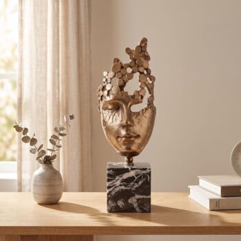 Abstract Face Sculpture Rose Gold Decorative Bust, 7 of 9