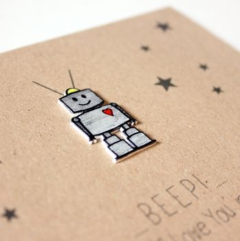 Beep Means I Love You, Robot Anniversary Card, 2 of 5
