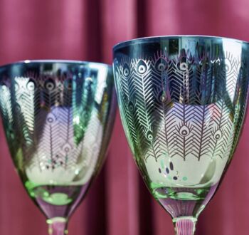 Set Of Two Peacock Design Wine Glass, 3 of 4