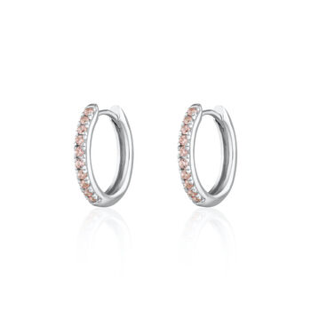 Large Huggie Earrings With Pink Stones, 2 of 5