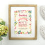 Personalised Floral Birth Details Print, thumbnail 3 of 7