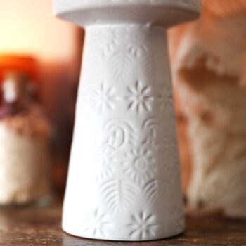 Stamped White And Terracotta Candlestick Holder, 5 of 10
