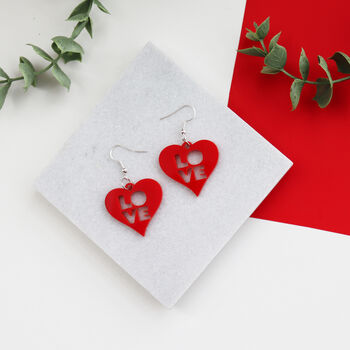 Love Heart Acrylic Red Earrings, 4 of 7