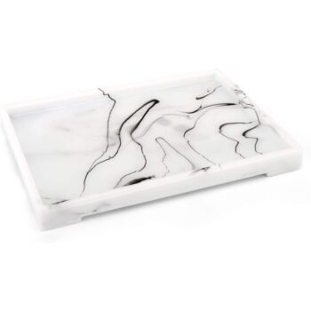 Large White Marble Look Vanity Tray Countertop Organize, 3 of 7