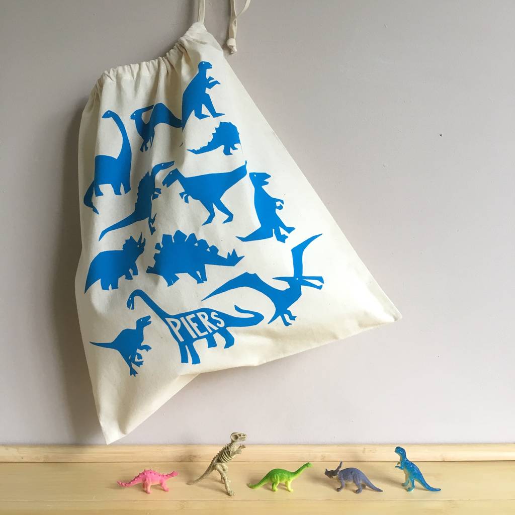 Dinosaur Drawstring Kit Bag By Helen Rawlinson