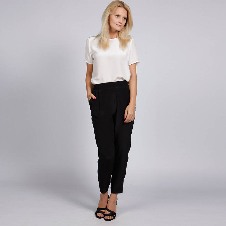 Viola Relaxed Fit Silk Trousers, 1 of 4