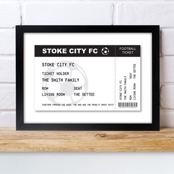 Personalised Football Ticket A4 Black Framed Print, 3 of 7