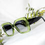 Chunky Oversized Statement Butterfly Sunglasses In Transparent Green, thumbnail 1 of 3