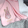 Pink Liberty Cat Personalised New Baby Blanket, thumbnail 3 of 4
