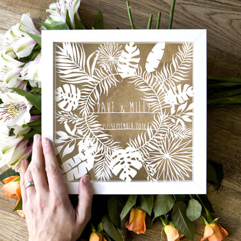 Personalised First Anniversary Tropical Paper Cut, 4 of 9