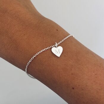 Personalised Initial Heart Charm Bracelet New Baby Gift, 3 of 5