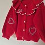 Valentines Hand Embroidered 'Hearts' Cardigan Baby And Toddler, thumbnail 5 of 7