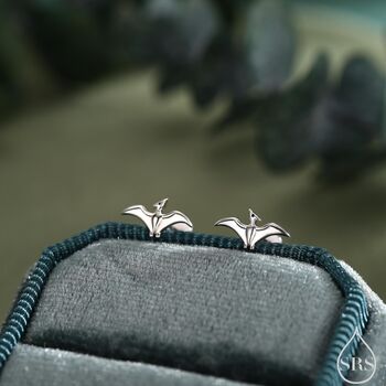 Extra Tiny Pterosaurs Flying Dinosaur Internally Threaded Flat Back Earrings In Sterling Silver, 2 of 10
