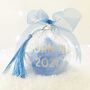 Personalised 'Born In' Blue Feather Filled Glass Bauble, thumbnail 1 of 5