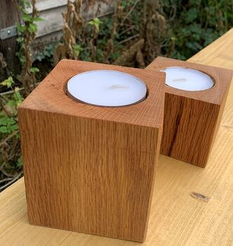 Oak Pillar Candle Holder With Extra Large Tealight, 7 of 12