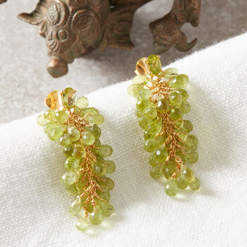 Green Peridot Grape Style Stud Earrings, 6 of 11